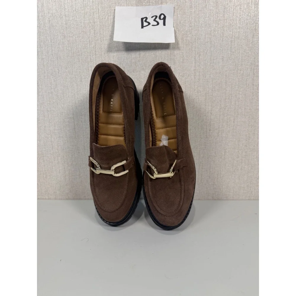 Kelly &‎ Katie Shoes Womens 7.5 M Maddie Platform Loafers Brown Leather Casual